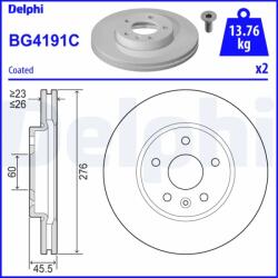 DELPHI Disc Frana Bg4191C Chevrolet Aveo/Cruze Opel Astra J/Astra J Gtc (BG4191C)