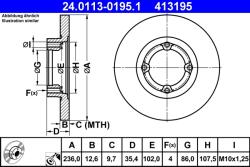 ATE Disc Frana 24.0113-0195.1 Chevrolet Matiz/Spark Daewoo Matiz