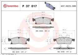 BREMBO Set Placute Frana, Frana Disc P37017 Dodge Durango Jeep Grand Cherokee