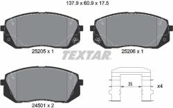 TEXTAR Set Placute Frana, Frana Disc 2520501 Hyundai Kona/Sonata V/Sonata Vi/Sonata Vii (2520501)