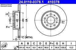 ATE Disc Frana 24.0110-0378.1 Fiat 500L/Tipo