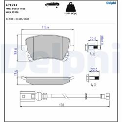 DELPHI Set Placute Frana, Frana Disc Lp1911 Vw California T5/California T6/Multivan T5