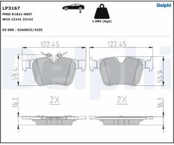 DELPHI Set Placute Frana, Frana Disc Lp3167 Jaguar E-Pace/F-Pace/Xe/Xf Ii/Xf Sportbrake