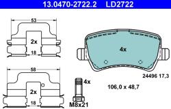 ATE Set Placute Frana, Frana Disc 13.0470-2722.2 Ford Galaxy Ii/Galaxy Mk Ii/S-Max