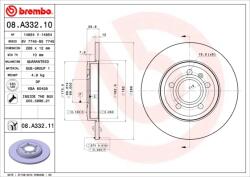BREMBO Disc Frana 08. A332.11 Audi A4 B7 Audi (Faw) A4 B7 Seat Exeo