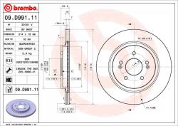 BREMBO Disc Frana 09. D991.11 Hyundai Palisade/Santa Fe Iv (09.D991.11)