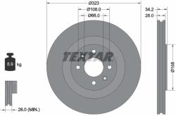 TEXTAR Disc Frana 92267103 Citroën Ds3 Ds Ds 3 Peugeot 208 I (92267103)