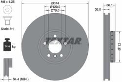 TEXTAR Disc Frana 92266225 Alpina B7 Bmw 5 Gran Turismo/7