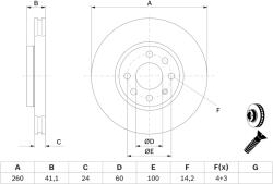 Bosch Disc Frana 0986478730 Holden Tigra Opel Combo/Corsa C/Corsa Utility C Pick-Up (0986478730)
