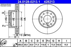 ATE Disc Frana 24.0128-0213.1 Citroën Jumper Ii Fiat Ducato Peugeot Boxer