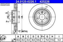 ATE Disc Frana 24.0125-0226.1 Land Rover Discovery V/Range Rover Iv