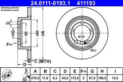 ATE Disc Frana 24.0111-0193.1 Mercedes-Benz A-Class/B-Class/Cla