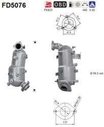 AS Filtru Funingine/Particule, Sist. De Esapament Fd5076 Toyota Auris/Avensis/Verso