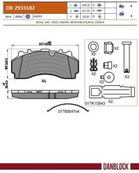 DANBLOCK Set Placute Frana, Frana Disc Db2933182 Scania 4 - Series/G I/P I/R I/T (DB2933182)