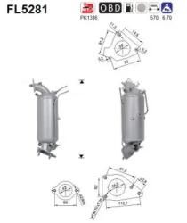 AS Filtru Funingine/Particule, Sist. De Esapament Fl5281 Honda Civic Ix/Cr-V Iv/Hr-V