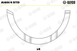 GLYCO Saiba Distantier, Arbore Cotit A169/4Std Fiat 1000/66/88/90/94/F/L/Series 120/Tl (A169/4STD)