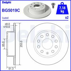 DELPHI Disc Frana Bg5019C Audi A3 Seat Altea/Leon/Toledo Iii Skoda Octavia Ii/Yeti