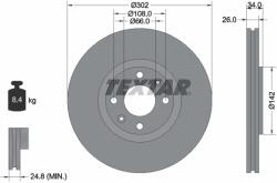 TEXTAR Disc Frana 92133203 Alfa Romeo Junior Citroën C3 Iv/C4/C4 I/C4 Iii/C4 Picasso I