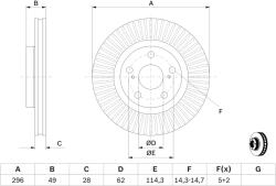 Bosch Disc Frana 0986479768 Lexus Es Toyota Aurion/Auris/Camry/Gt 86/Mirai/Prius Plus