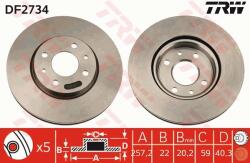 TRW Disc Frana Df2734 Alfa Romeo Mito Chrysler Ypsilon Citroën Nemo Fiat 500/500 C (DF2734)