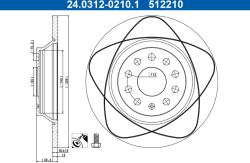 ATE Disc Frana 24.0312-0210.1 Audi A3/Q3/Tt Seat Alhambra/Tarraco Skoda Kodiaq I