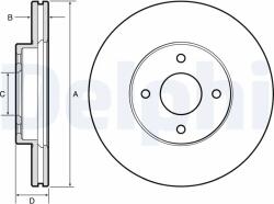 DELPHI Disc Frana Bg4454 Nissan Micra Iv/Note/Versa Ii Renault Scala