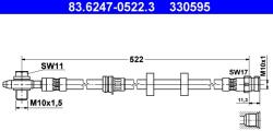 ATE Furtun Frana 83.6247-0522.3 Seat Cordoba/Ibiza Iii/Ibiza Iv Skoda Fabia I Vw Fox (83.6247-0522.3)