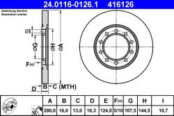 ATE Disc Frana 24.0116-0126.1 Ford Transit