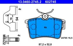 ATE Set Placute Frana, Frana Disc 13.0460-2745.2 Citroën Berlingo/Berlingo Multispace