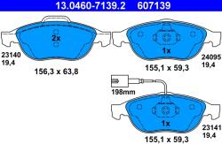 ATE Set Placute Frana, Frana Disc 13.0460-7139.2 Alfa Romeo 147/156 Lancia Lybra