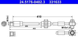 ATE Furtun Frana 24.5176-0402.3 Chevrolet Cruze/Orlando Opel Astra J/Astra J Gtc (24.5176-0402.3)