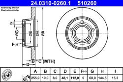 ATE Disc Frana 24.0310-0260.1 Audi A6 C5/Allroad C5