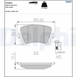 DELPHI Set Placute Frana, Frana Disc Lp1824 Audi A3/A4 B6/A4 B7/A4 B8/A6 C5/A6 C6/A8 D3 (LP1824)