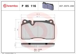 BREMBO Set Placute Frana, Frana Disc P85116 Aston Martin Db9/Db9 Vantage/Dbs/Vanquish (P85116)