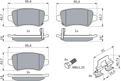 Bosch Set Placute Frana, Frana Disc 0986494654 Kia Venga Opel Astra G/Astra G Classic (0986494654)