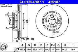 ATE Disc Frana 24.0125-0187.1 Honda Accord Vii (24.0125-0187.1)