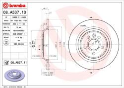 BREMBO Disc Frana 08. A537.11 Volvo S60 Ii/S60 Ii Cross Country/S80 Ii/V60 I/V70 Iii