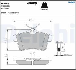 DELPHI Set Placute Frana, Frana Disc Lp2180 Citroën C4 Ii/Ds4/Ds5 Ds Ds 5 Peugeot 3008