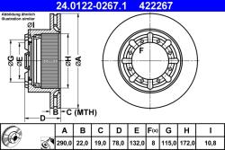ATE Disc Frana 24.0122-0267.1 Renault Mascott/Master Pro Renault Trucks Mascott (24.0122-0267.1)