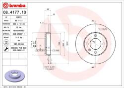 BREMBO Disc Frana 08.4177. 10 Audi 80 B1/80 B2/Coupe B2 Seat Cordoba/Cordoba Vario