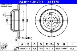 ATE Disc Frana 24.0111-0170.1 Hyundai Grand Santa Fé/Santa Fé Ii/Santa Fé Iii