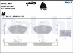 DELPHI Set Placute Frana, Frana Disc Lp5014Ev Seat Mii Skoda E-Citigo Streetscooter Work