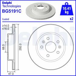 DELPHI Disc Frana Bg5191C Mercedes-Benz Citan/Eqt/T-Class Nissan Qashqai Iii/Townstar
