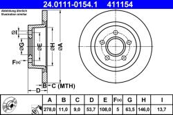 ATE Disc Frana 24.0111-0154.1 Ford Tourneo Connect/Transit Connect