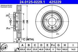 ATE Disc Frana 24.0125-0229.1 Land Rover Discovery V/Range Rover Iv
