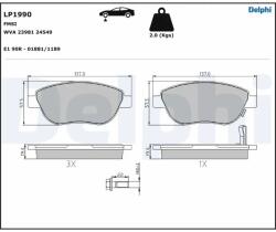 DELPHI Set Placute Frana, Frana Disc Lp1990 Opel Corsa D Vauxhall Corsa Mk Iii