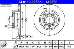 ATE Disc Frana 24.0110-0277.1 Audi A3 Seat Altea/Leon/Toledo Iii Skoda Octavia Ii (24.0110-0277.1)