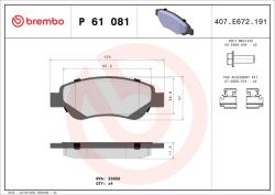 BREMBO Set Placute Frana, Frana Disc P61081 Citroën C1/C1 Ii Geely Gc2/Gx2 / Panda/Panda