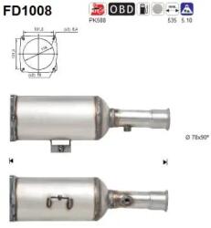 AS Filtru Funingine/Particule, Sist. De Esapament Fd1008 Citroën C8 Fiat Ulysse (FD1008)