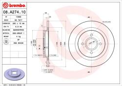 BREMBO Disc Frana 08. A274.10 Ford Focus I Ford Australia Focus (08.A274.10)